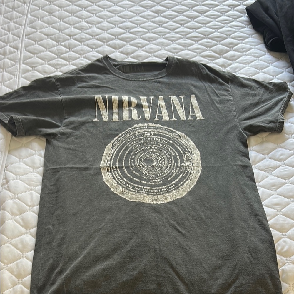 NIRVANA Gray Short Sleeve Tee with Vintage Design